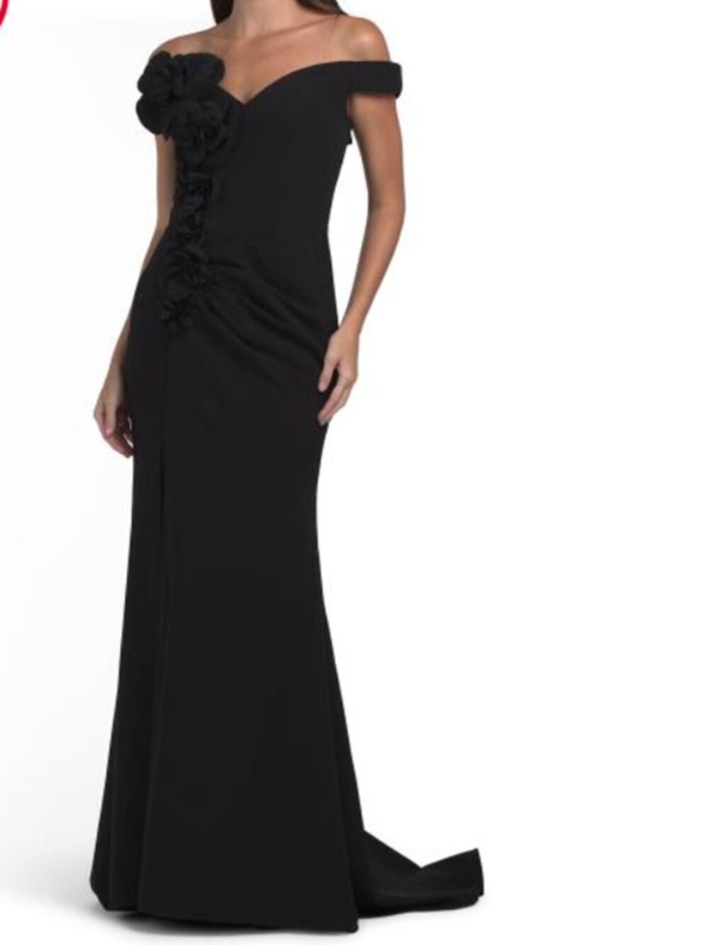 Terani Couture Off the Shoulder 3d Floral Gown
